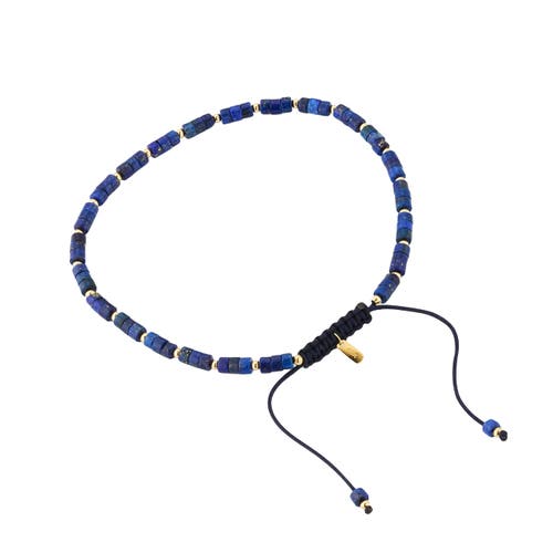 Jan Leslie 18k Gold Lapis Beaded Bracelet In Blue