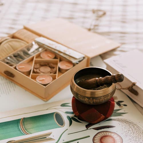 Ten Thousand Villages Calm Wisdom Singing Bowl In Gold