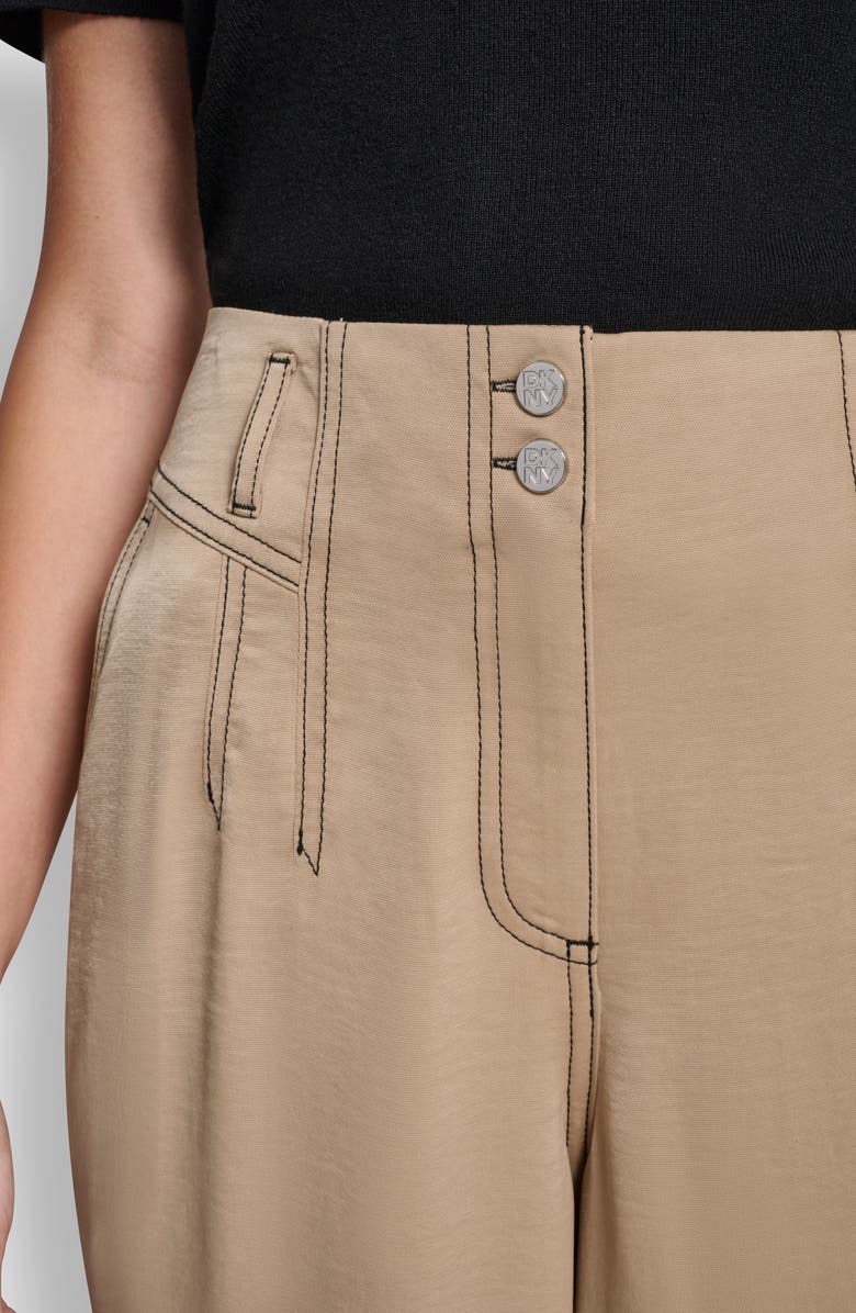 DKNY Topstitch Straight Leg Pants, Alternate, color, Travertine