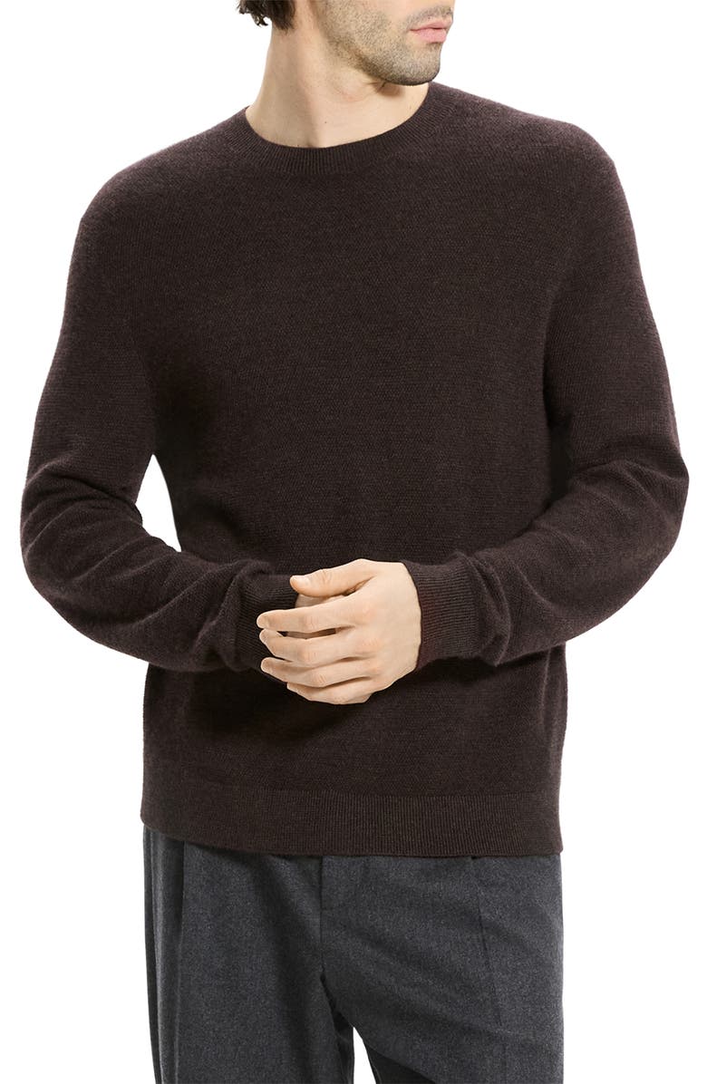 Theory Cyr Cashmere Crewneck Sweater, Alternate, color, Brownwood Melange
