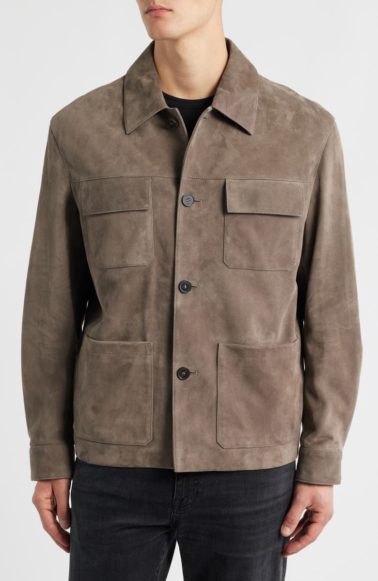 FRAME Suede Chore Coat, Alternate, color, Light Taupe