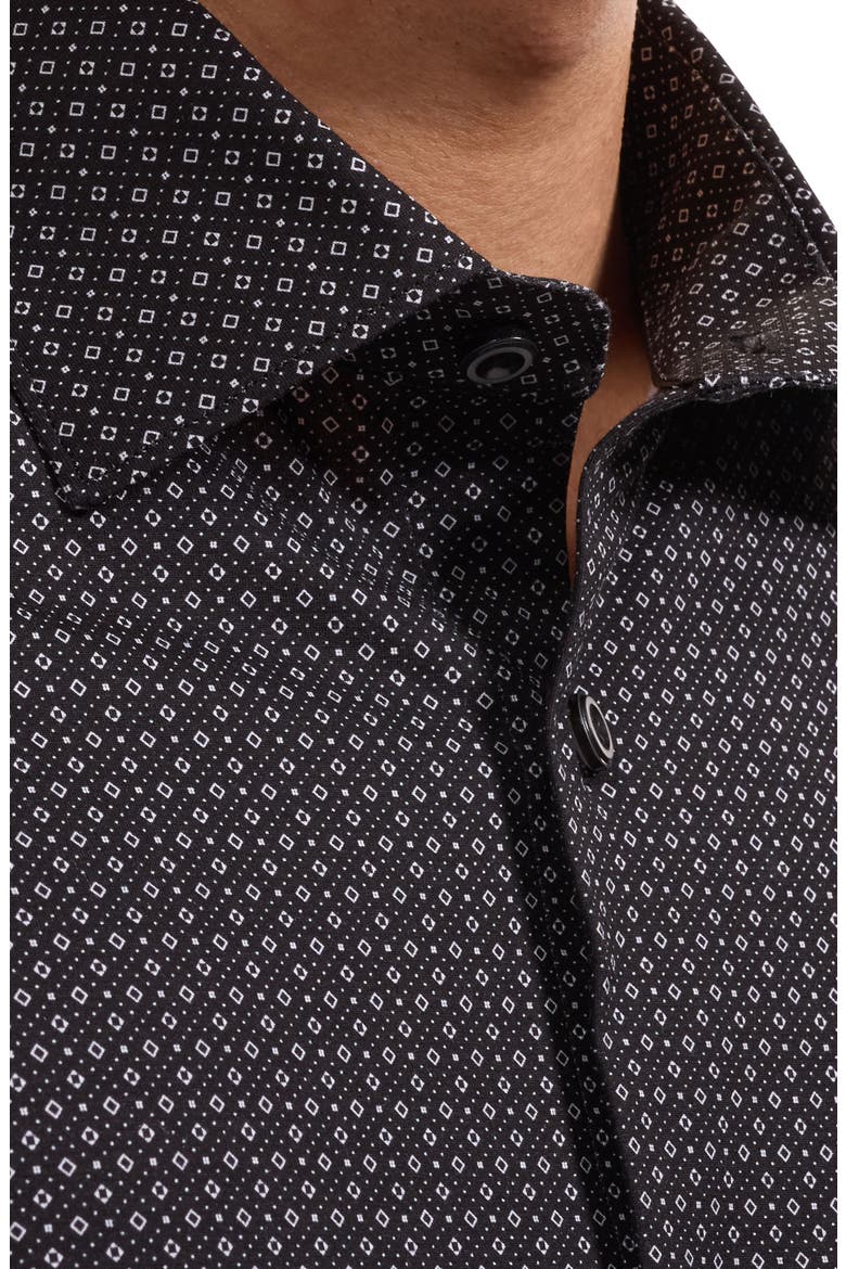 Miles OoohCotton® Geo Print Short Sleeve Button-Up Shirt, Alternate, color, BLACK