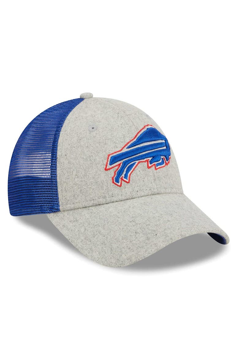 Men's New Era Heather Gray/Royal Buffalo Bills Pop Trucker 9FORTY Adjustable Hat, Alternate, color, Heather Gray