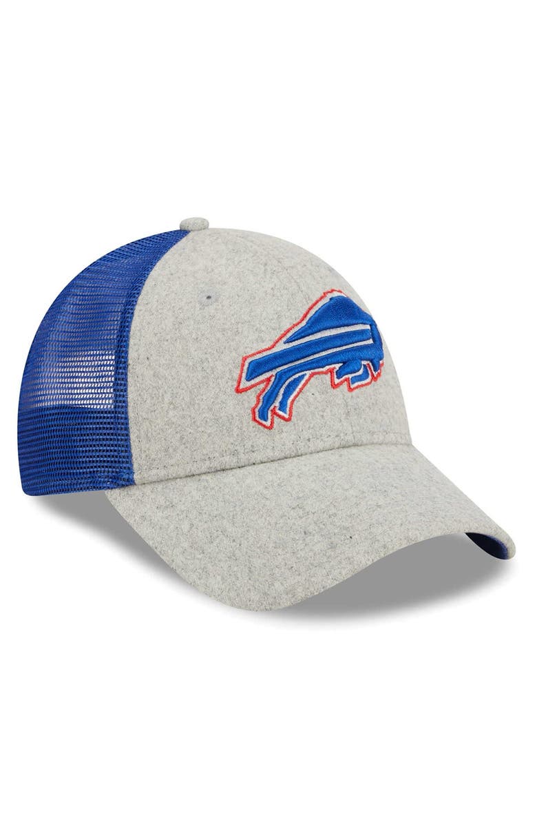 New Era Men's New Era Heather Gray/Royal Buffalo Bills Pop Trucker 9FORTY Adjustable Hat, Alternate, color,