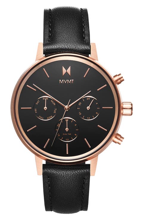 MVMT Nova Chronograph Leather Strap Watch, 38mm