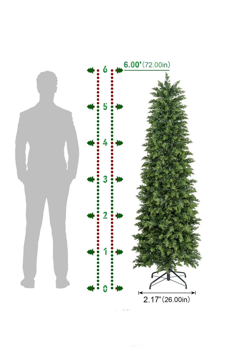 5ft/6ft Pre-lit Christmas Artificial Cypress Tree with Twinkling Lights and Remote Controller, Alternate, color, Green