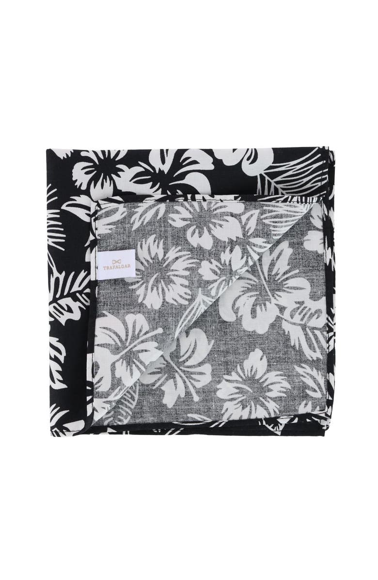 Trafalgar Mana Hawaiian Print Handkerchief, Alternate, color, Black