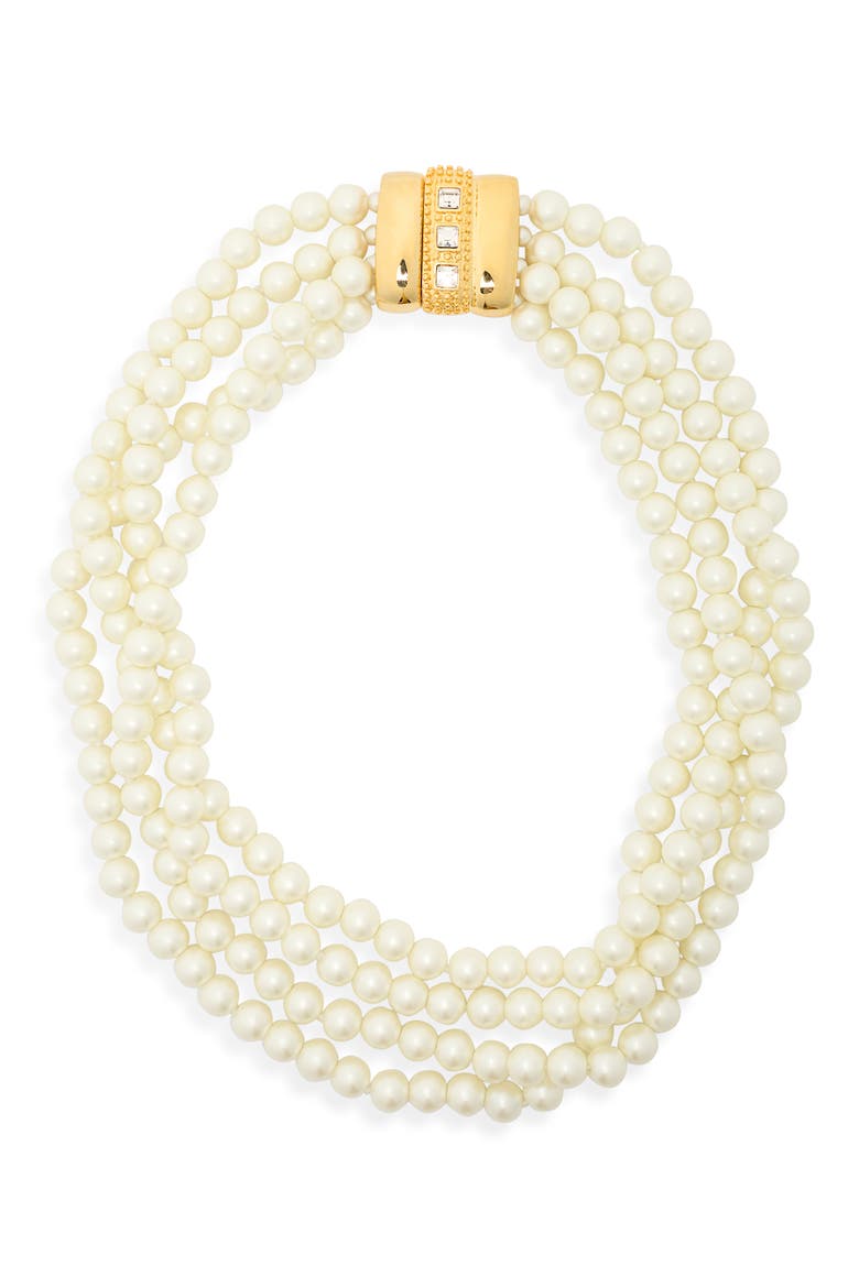 Faux Pearl Layered Necklace, Main, color, WHITE PEARL