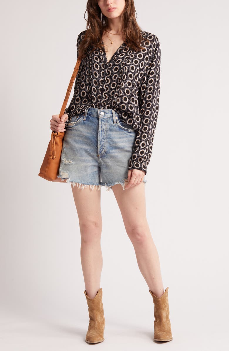 Treasure & Bond Pleated Long Sleeve Peasant Blouse, Main, color,