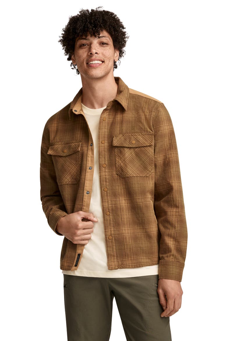 Mens Flannel Shirt Jacket, Main, color, Brown Plaid