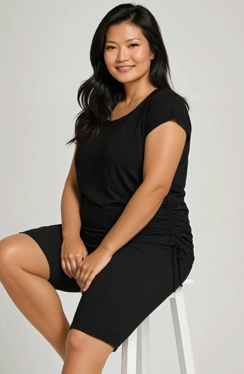 Calypsa Plus Size Daphne Loose Fit Swim Top, Alternate, color, Black