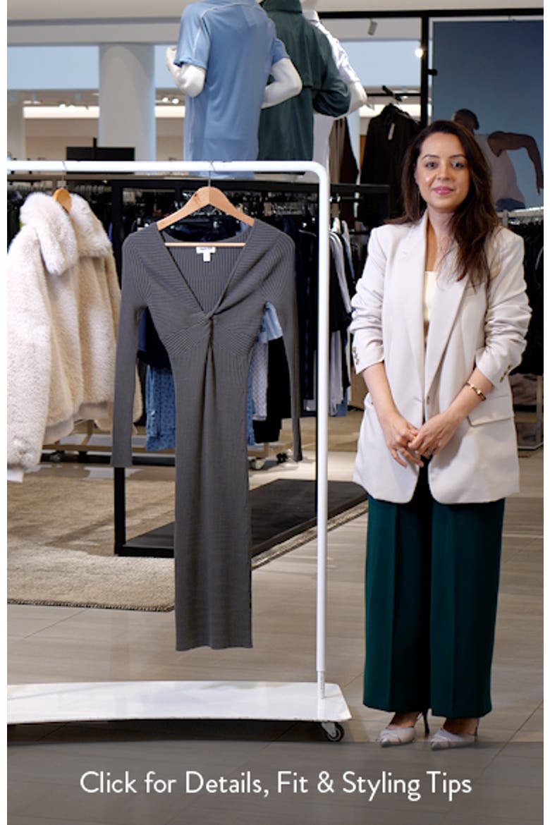 Knot Front Long Sleeve Sweater Dress video
