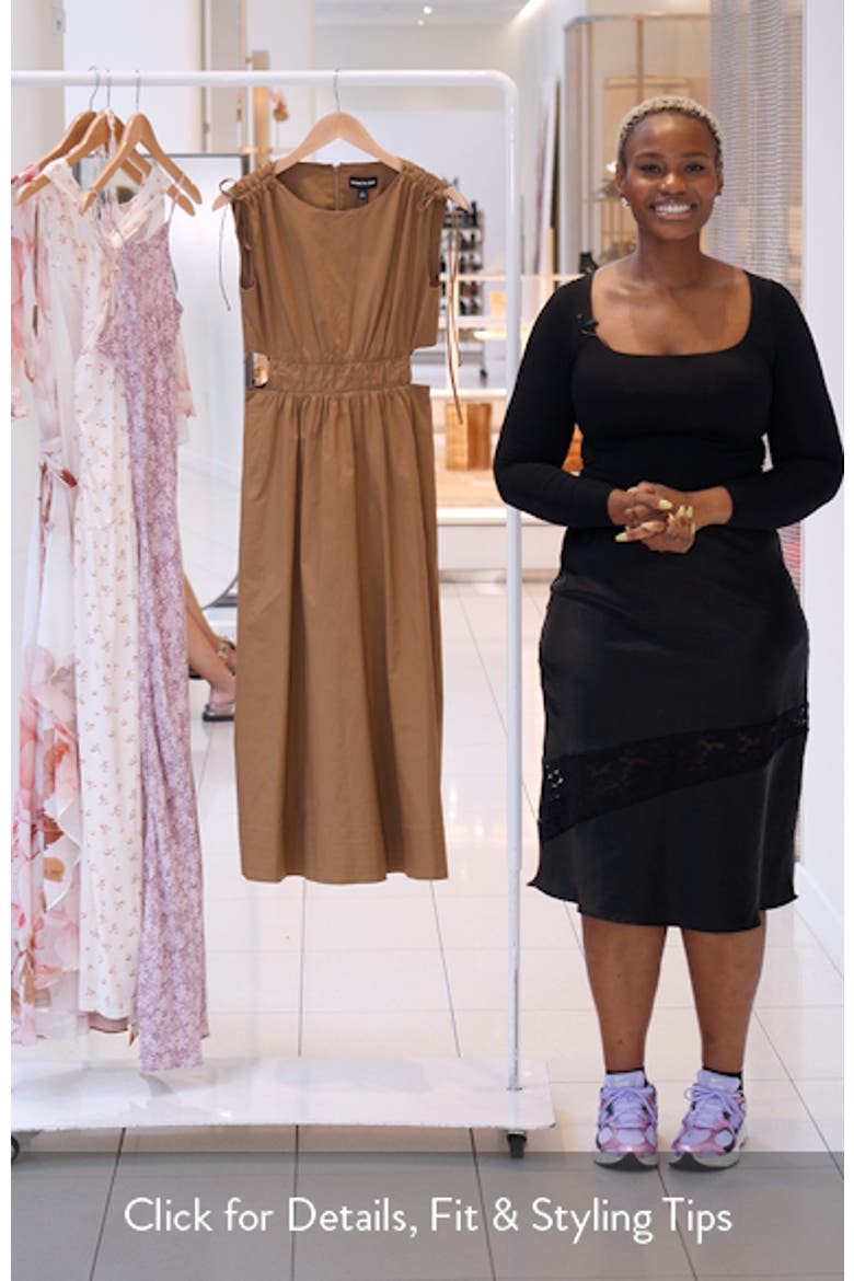 Cutout Detail Ruched Waist Stretch Cotton Midi Dress video