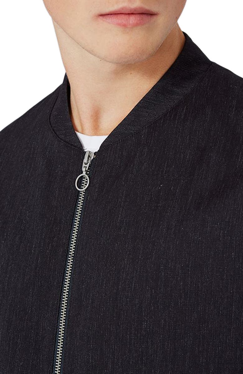 Topman Navy Mélange Smart Bomber, Alternate, color, 