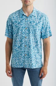 Tommy Bahama Coastal Ease Aqua Flora IslandZone® Camp Shirt
