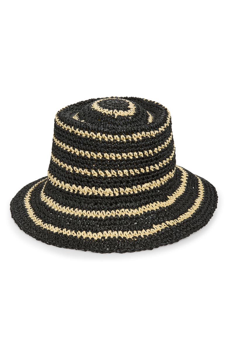 Nordstrom Stripe Packable Lantern Hat, Main, color, Black Combo