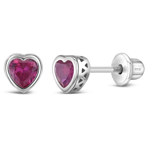 Cubic Zirconia Birthstone Heart Earrings