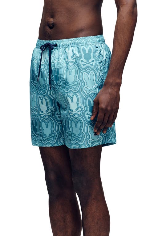 Psycho Bunny Chuck Bunny Print Swim Trunks