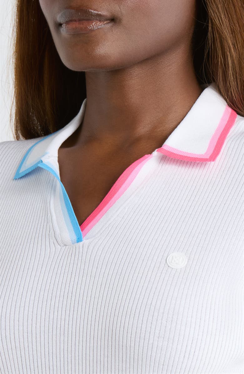 G/FORE Tipped Rib Cotton Blend Polo, Alternate, color, Snow