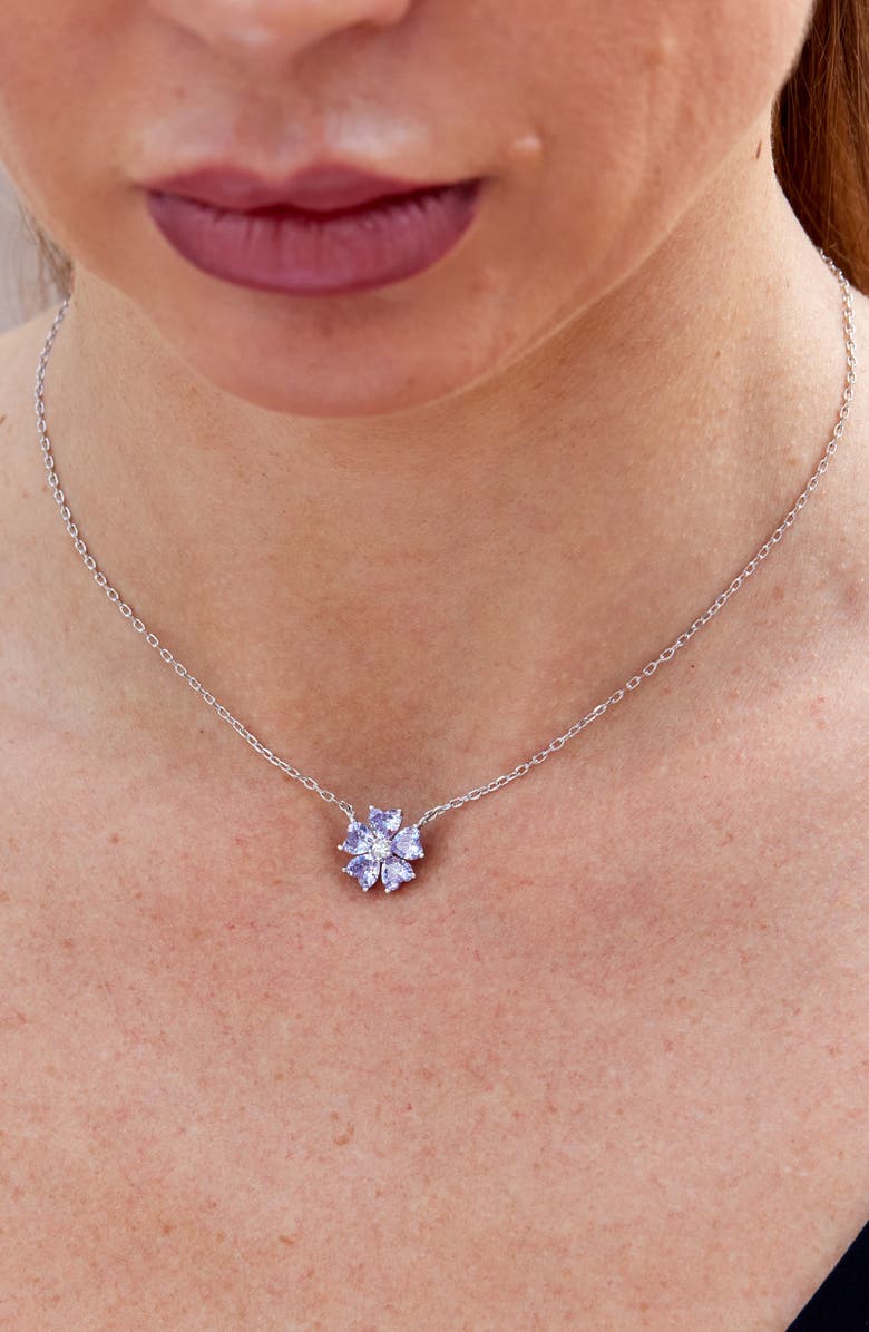 SAVVY CIE JEWELS Cubic Zirconia Heart Flower Pendant Necklace, Alternate, color, White