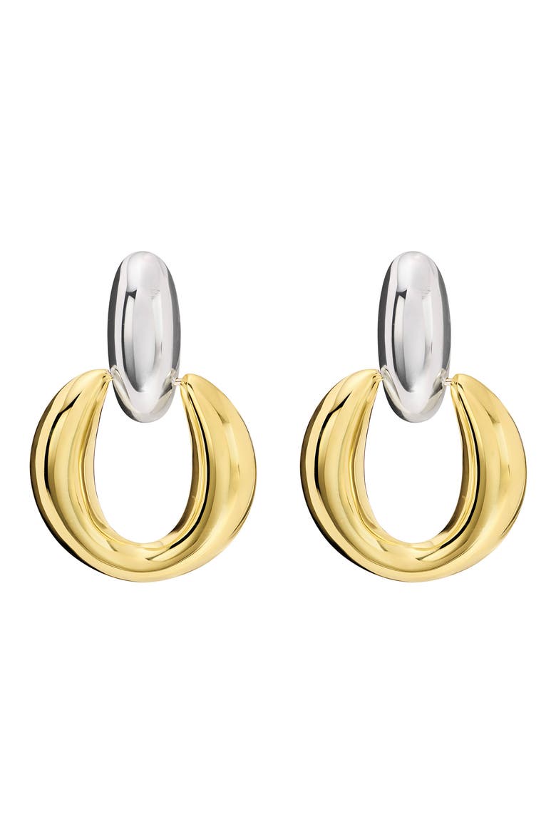 Dolce Sole Two-Tone Door Knocker Earrings, Main, color, SILVER