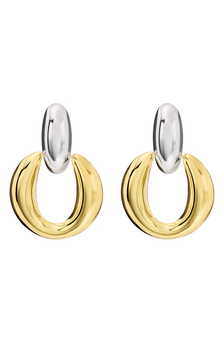 ATHRA LUXE Dolce Sole Two-Tone Door Knocker Earrings, Main, color, Silver