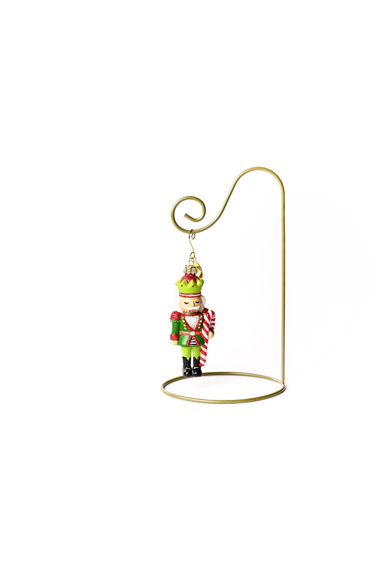 Mr. Nutcracker Shaped Ornament with Gold Stand, Main, color, Green