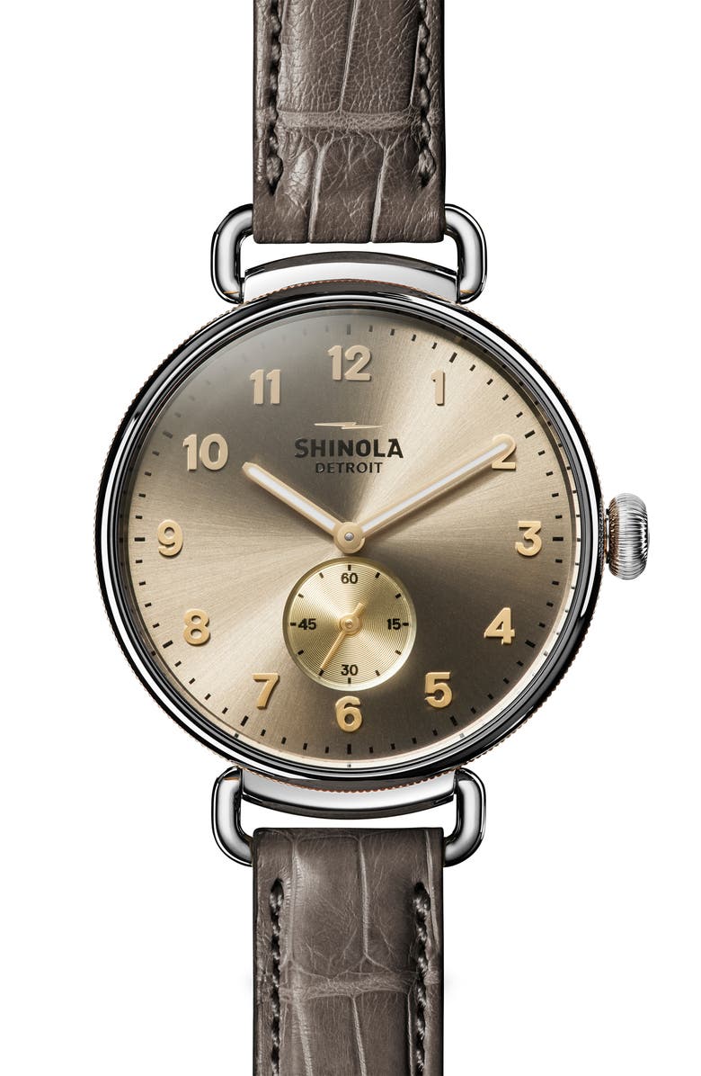 Shinola The Canfield Alligator Strap Watch, 38mm, Main, color, 