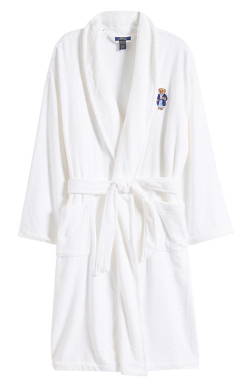Polo Ralph Lauren Bear Embroidered Terry Cloth Robe In White