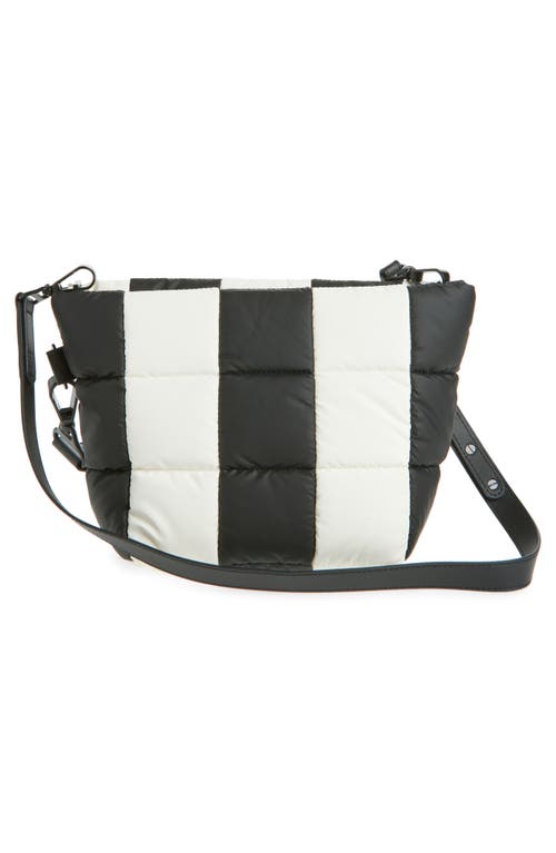 Veecollective Porter Colorbock Recycled Nylon Clutch In Black - Marshmallow Stripes