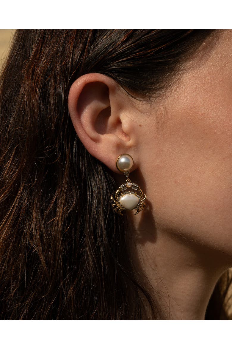 Crab Drop Earrings, Alternate, color, Crab