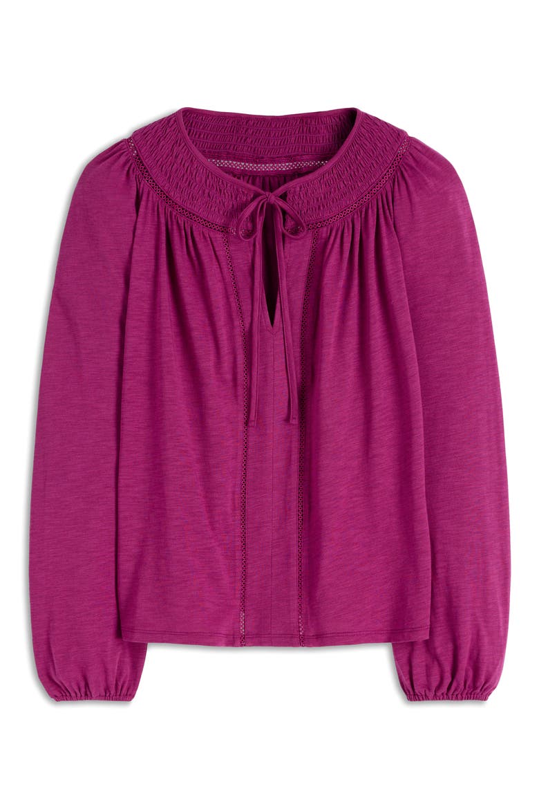 Georgia Smocked Jersey Top, Alternate, color, RICH MAGENTA