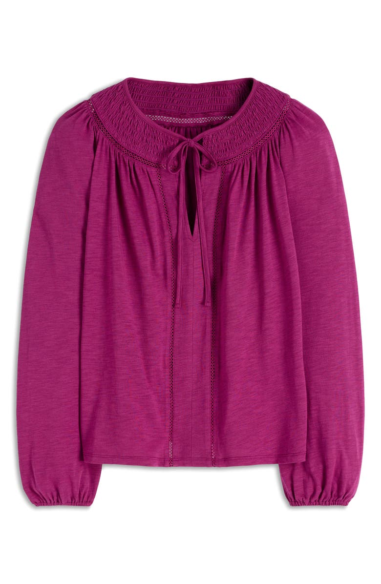 Boden Georgia Smocked Jersey Top, Alternate, color, Rich Magenta