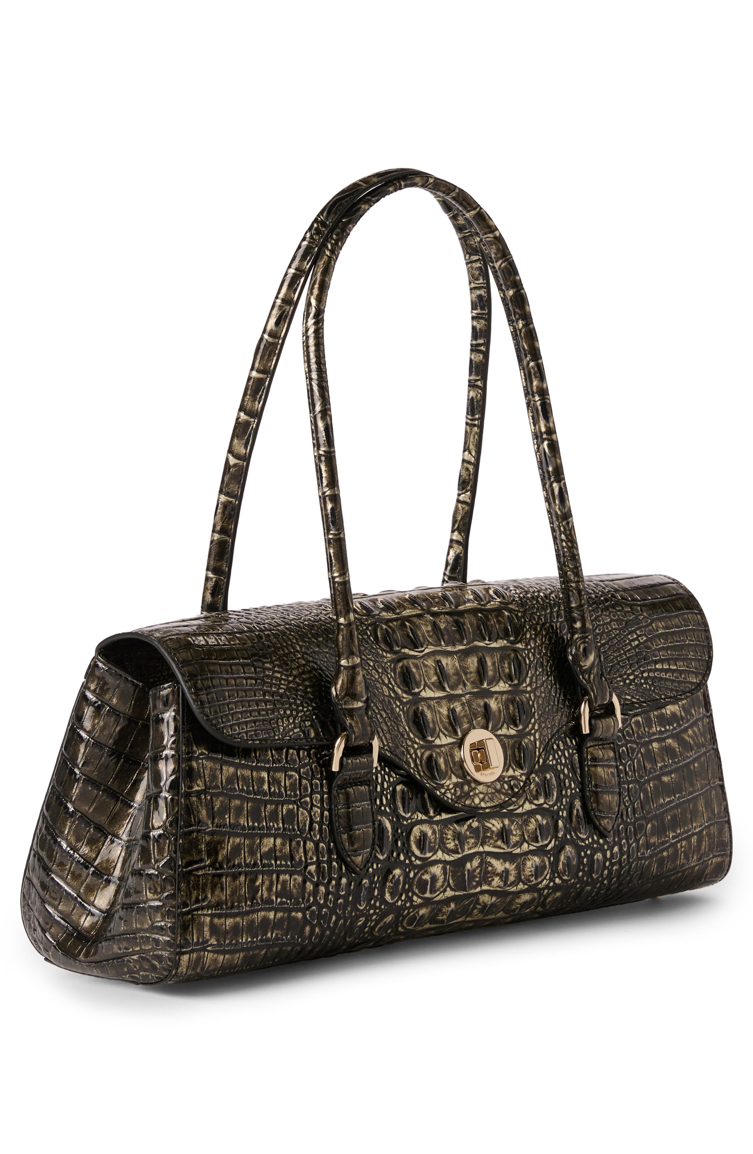 Brahmin Dayan Croc Embossed Leather Satchel, Alternate, color, 