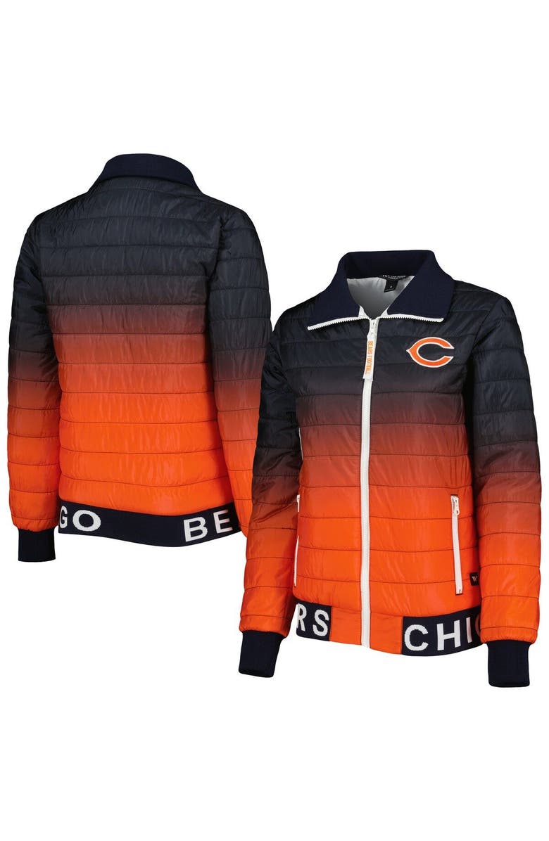 THE WILD COLLECTIVE Women's The Wild Collective Navy/Orange Chicago Bears Color Block Full-Zip Puffer Jacket, Main, color, Navy