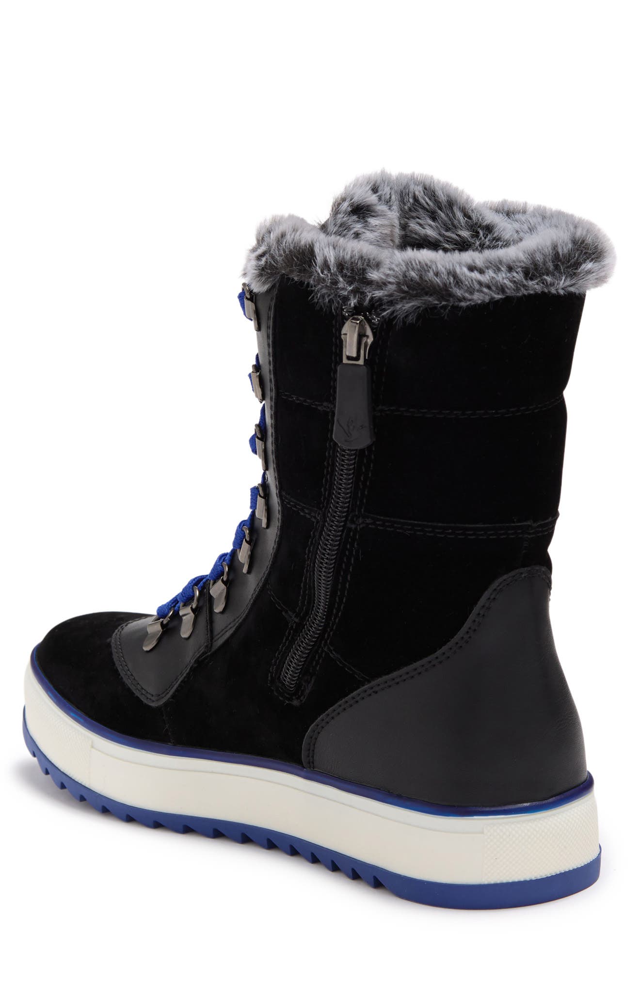 AQUATHERM BY SANTANA CANADA Maya Faux Fur Lined Lace-Up Boot, Alternate, color, Blk-Royal