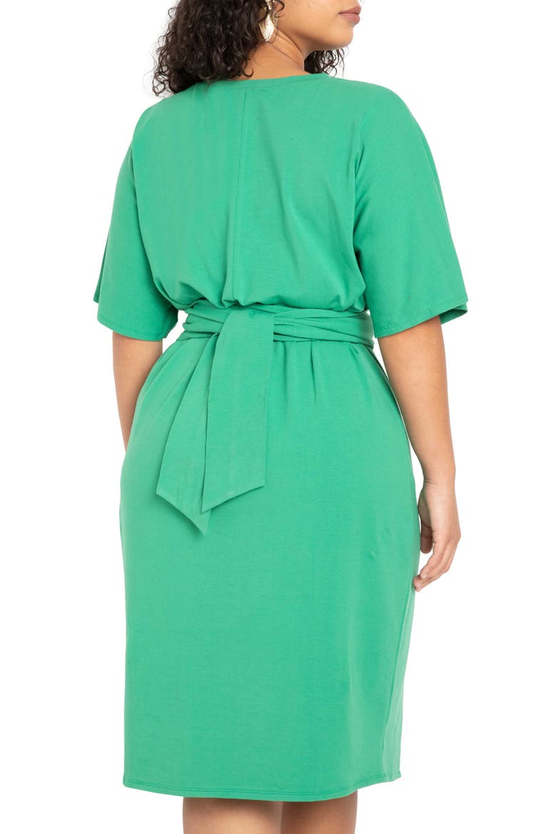 Cross Front Flutter Sleeve Dress, Alternate, color, LEPRECHAUN