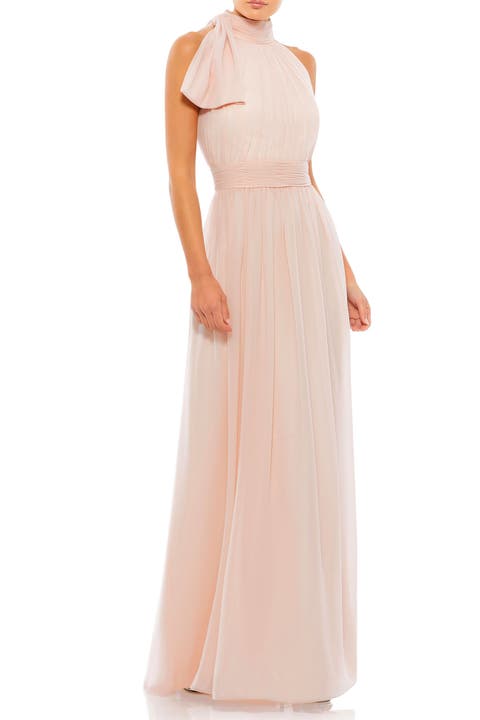 Petite A Line Chiffon Halter Neck Evening Gown