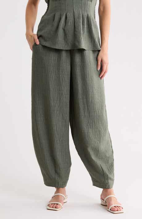 Drawstring Waist Lantern Leg Pants