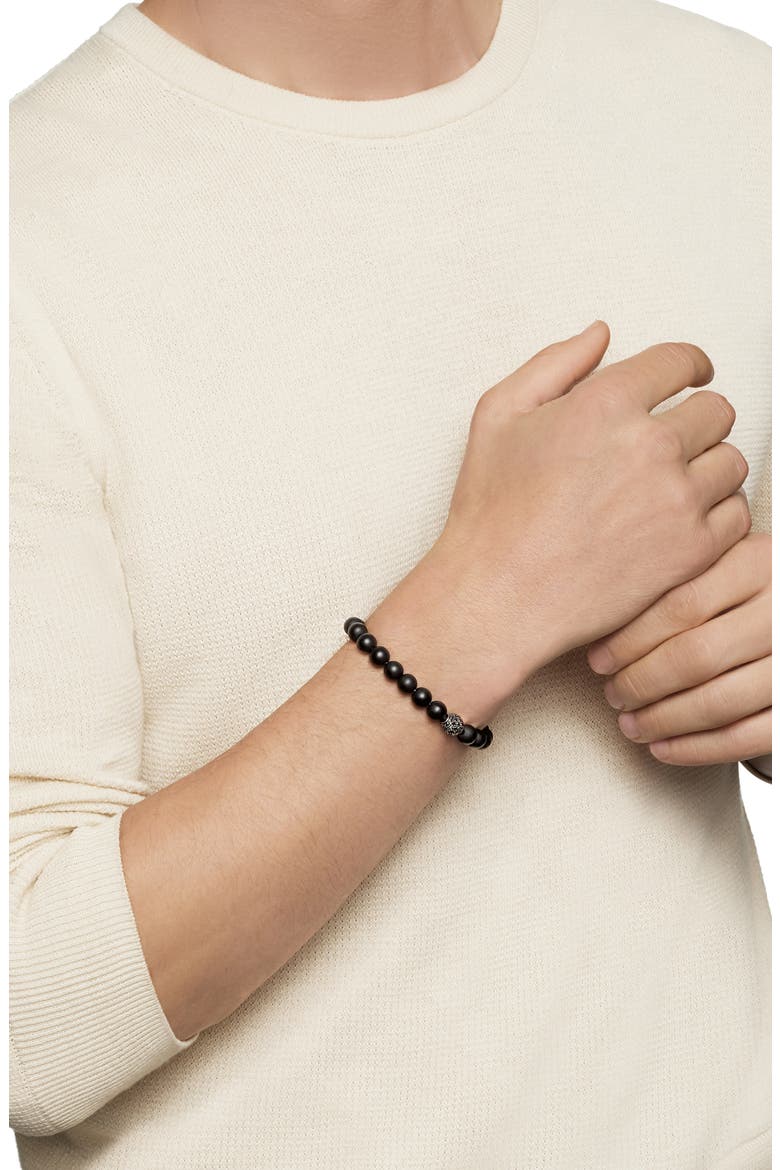 Spiritual Beads Bracelet in Sterling Silver with Pavé Station, Alternate, color, BLACK