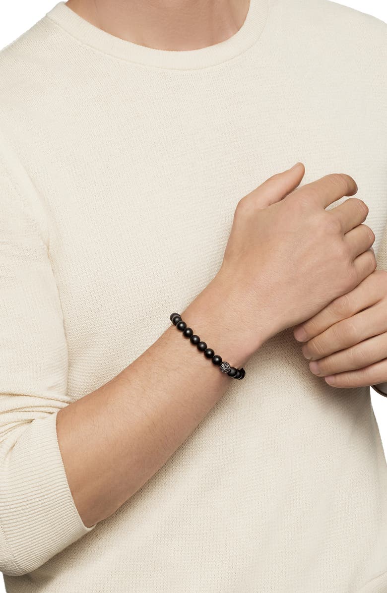 David Yurman Spiritual Beads Bracelet in Sterling Silver with Pavé Station, Alternate, color, Black