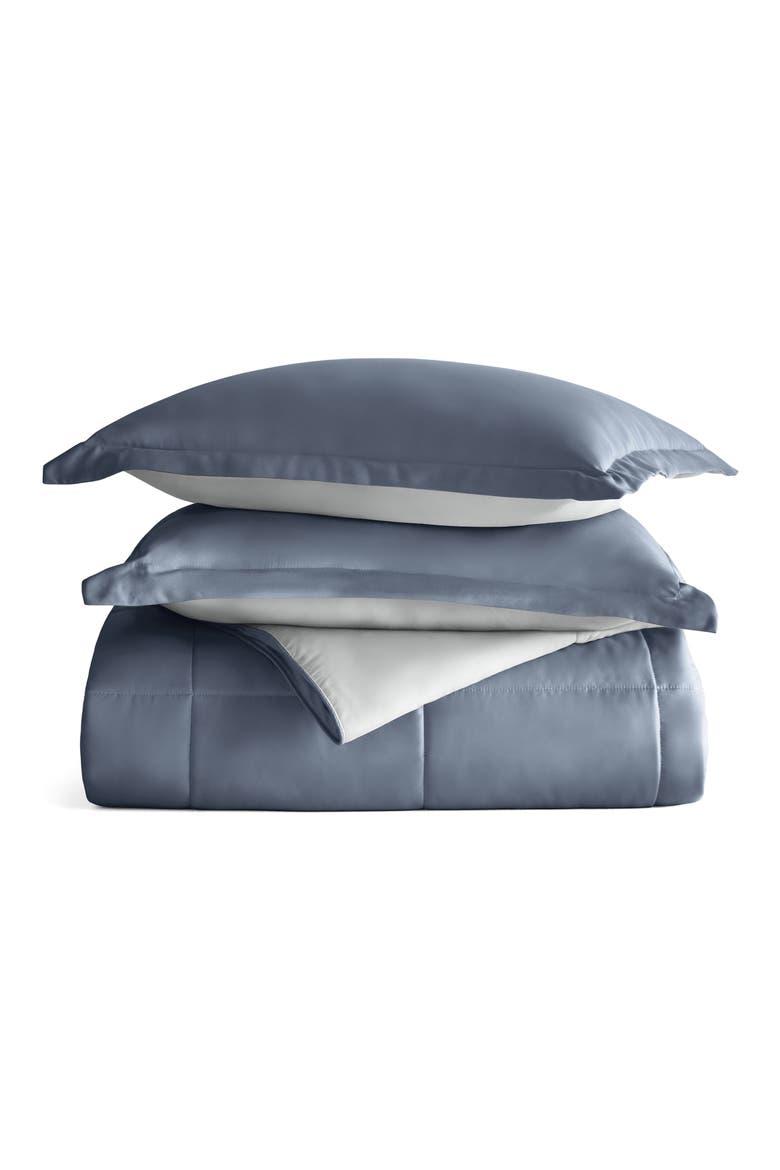 Premium Down Alternative Reversible Comforter Set, Main, color, STONE / LIGHT GRAY