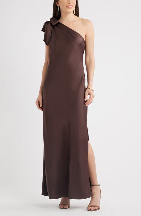 Bow One-Shoulder Maxi Dress