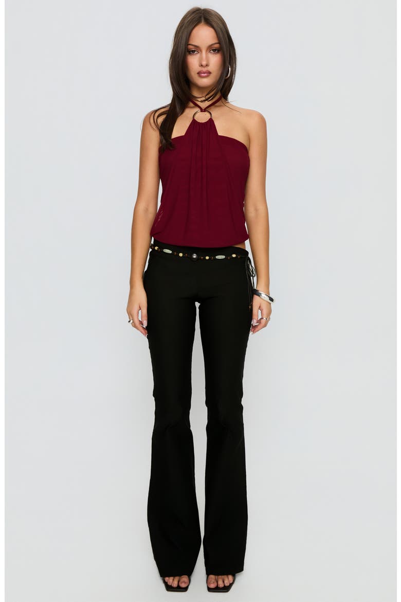 Krislynn Button Belt Flared Pants, Alternate, color, BLACK