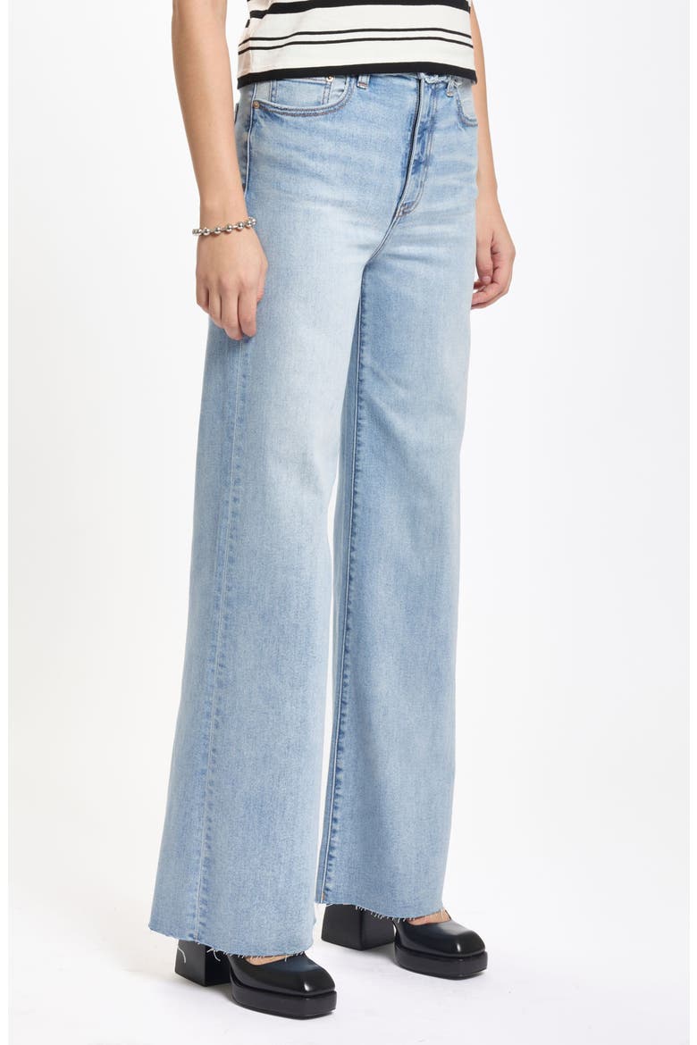 Far Out High Waist Raw Hem Wide Leg Jeans, Alternate, color, STARRY