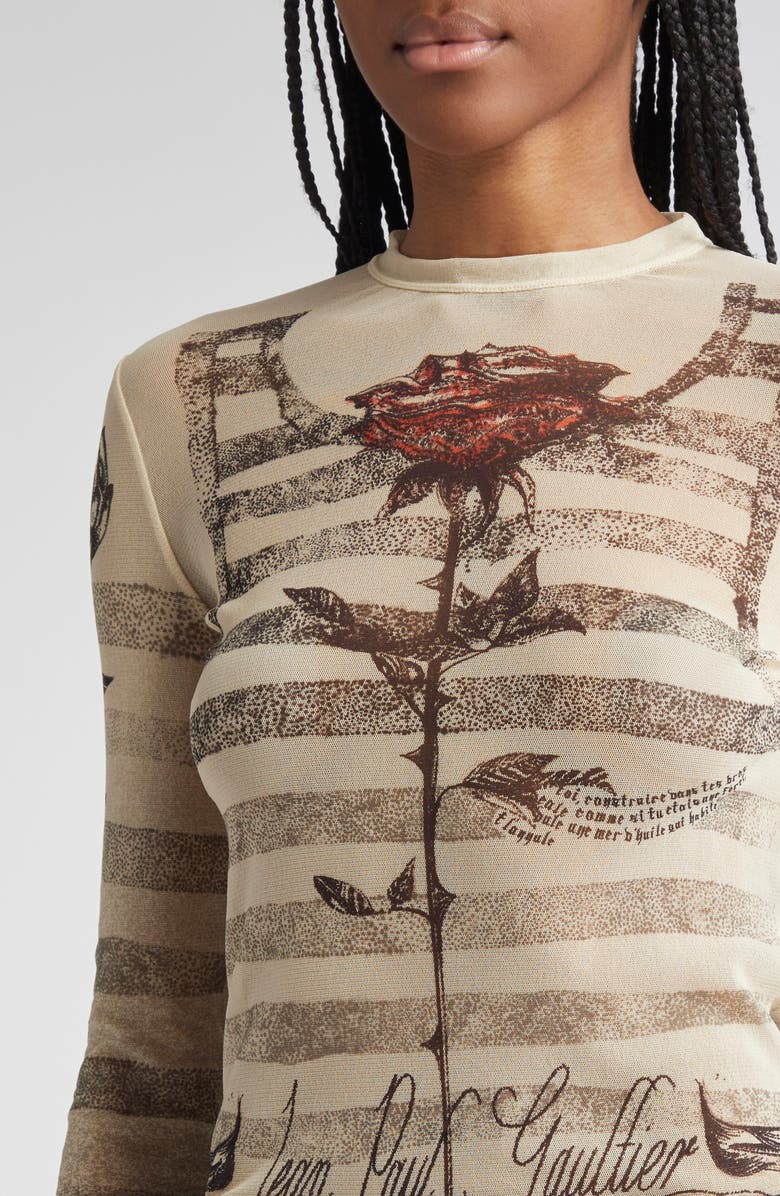 Jean Paul Gaultier Tattoo Marinière Mesh Top, Alternate, color,