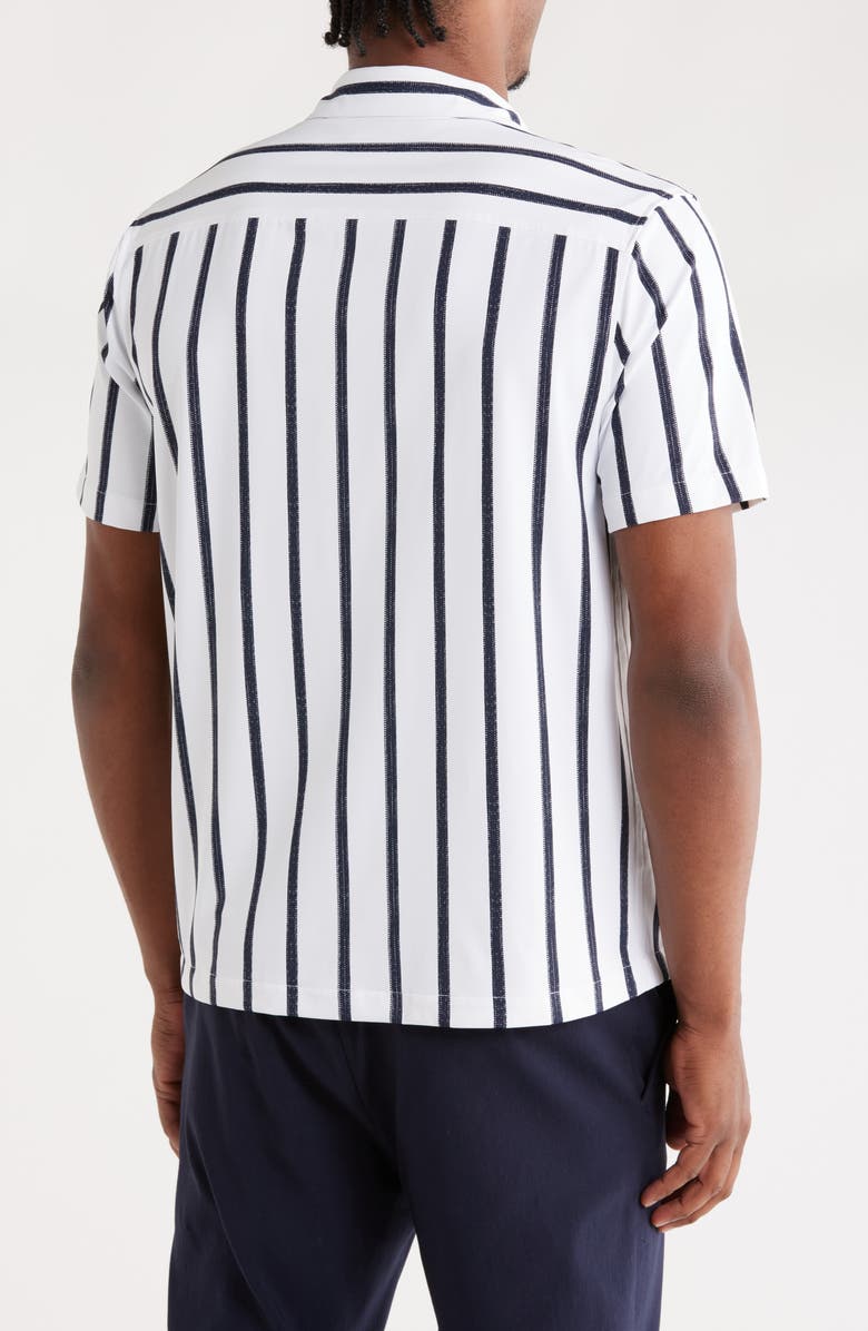 FOR THE REPUBLIC Patterned Camp Shirt, Alternate, color, White Ground / Navy Stripe