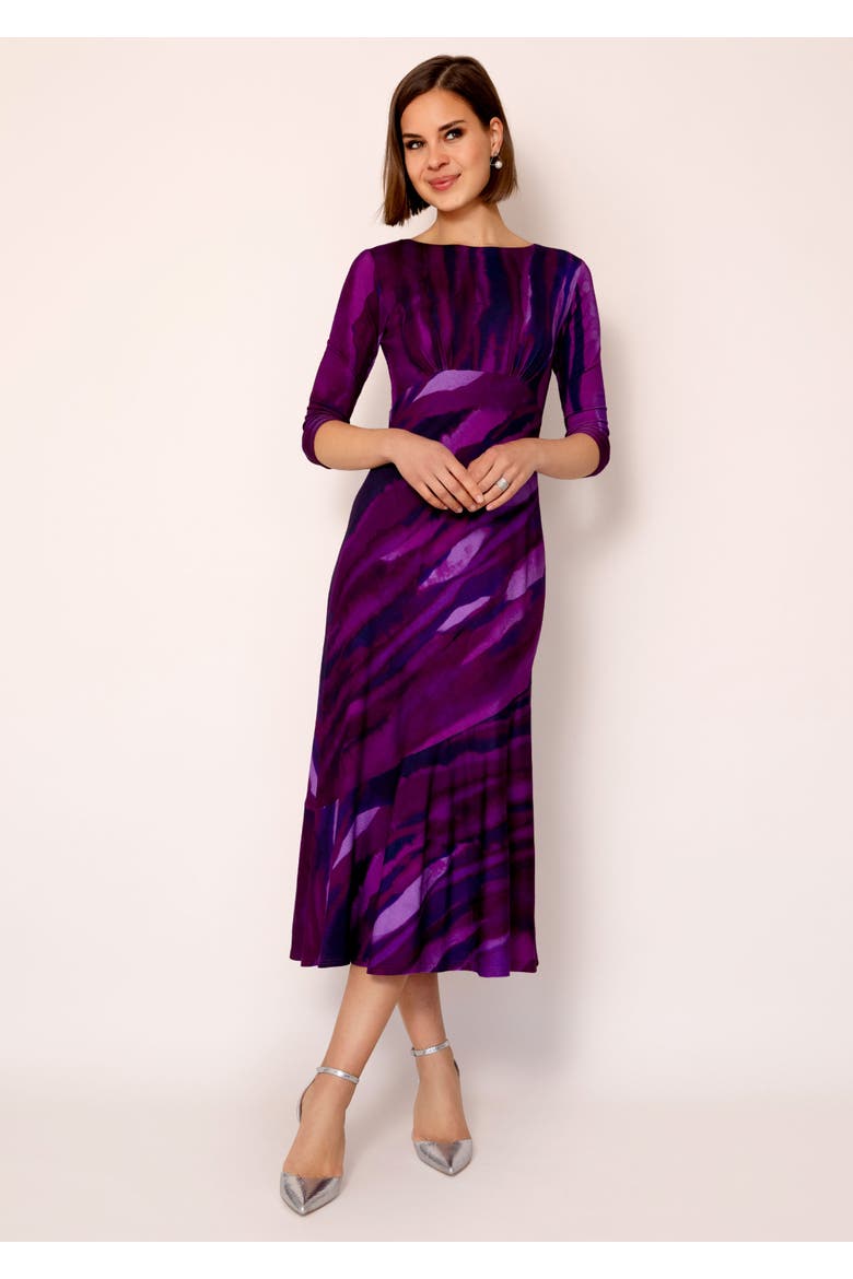 Asymmetric Bias Cut Midi Dress, Main, color, Vivid Plum