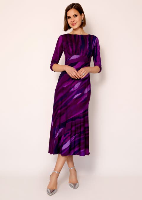 Asymmetric Bias Cut Midi Dress