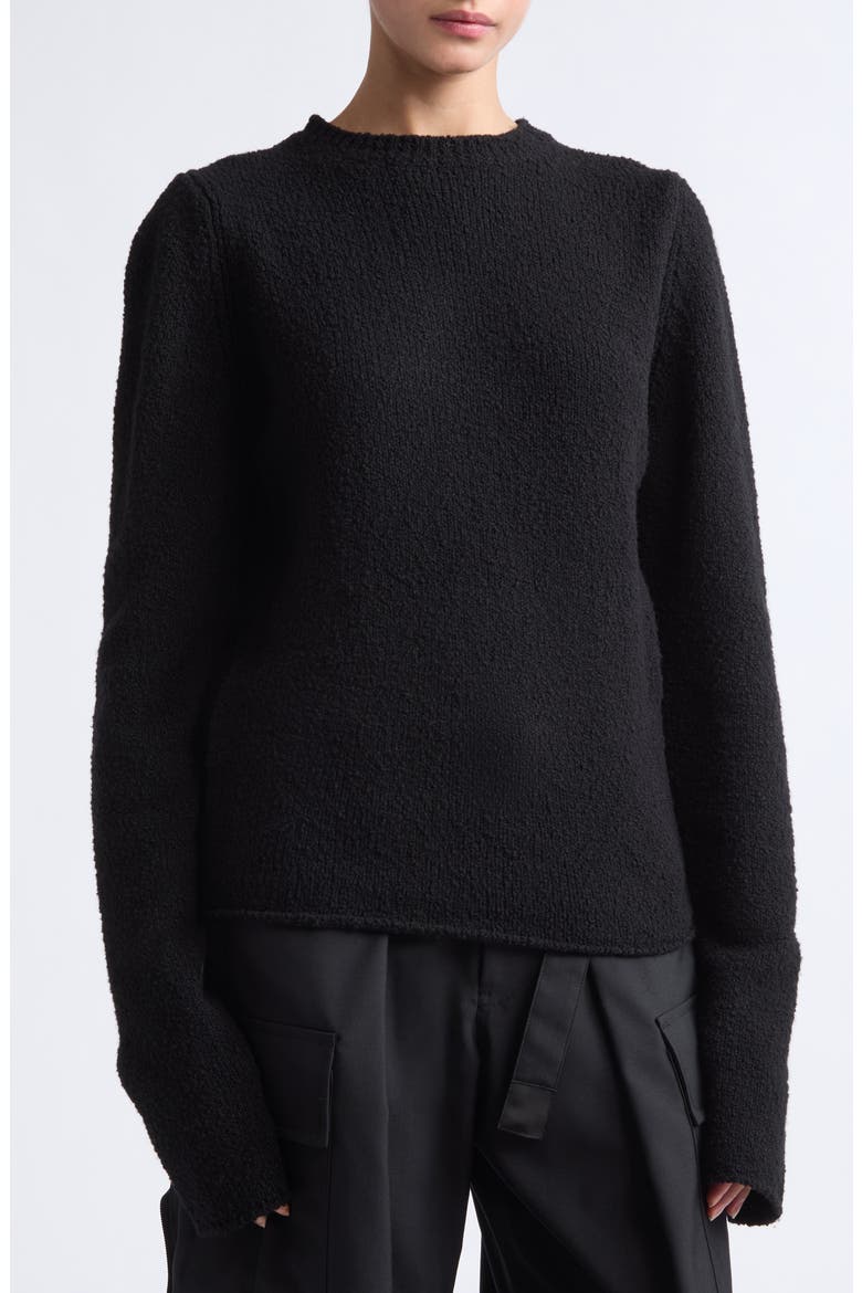 Wool Bouclé Roundneck Sweater, Alternate, color, BLACK BOUCLE
